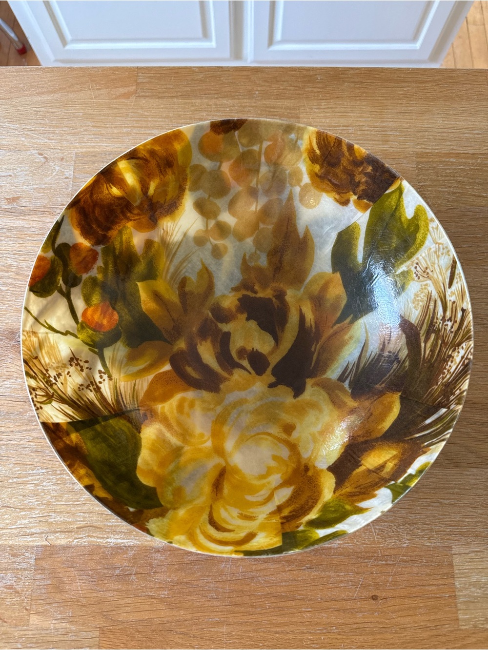 Traymold MCM Fiberglass Bowl | Autumn Floral | 1960s | Serving Bowl - Picture 4 of 8